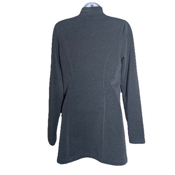 ATHLETA XS SoftTech CYA Jacket Asymmetric Full Zip High V Neck Gray Wool Coat - Picture 3 of 12